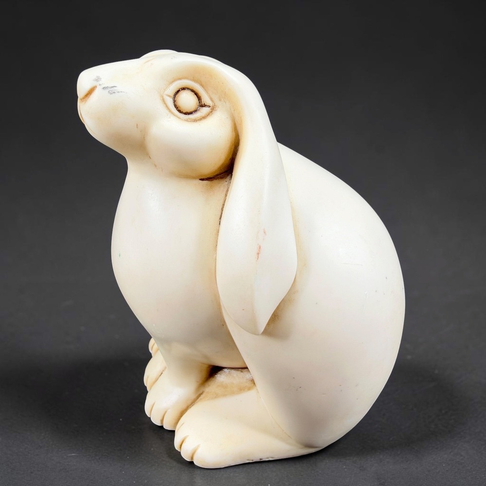 Martin Banke Domart Sniff Rabbit Figurine Lop Eared Bunny Cast Marble Vintage